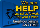 We can help you setup artwork for your Custom Printed Napkins Order. Email your Stadium Cup designs anytime.